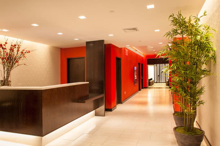 Lobby and front desk at The 46