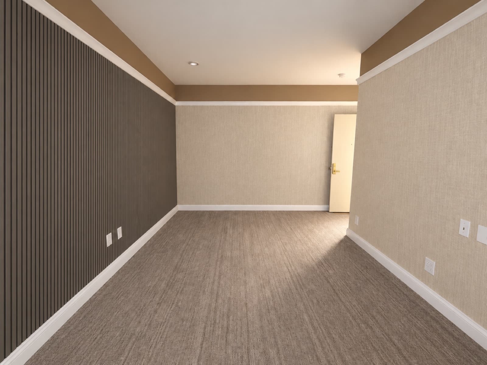 The empty room, looking toward the entry at The 46, 129 West 46th Street, Midtown NYC